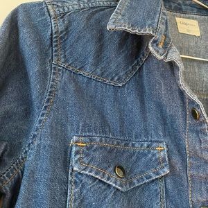 Denim dark shade western style snap up shirt-S